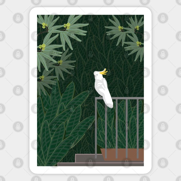 Cockatoo on the back railing Sticker by Donnahuntriss